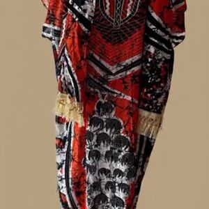 Vibrant Orange & Black Nigerian Maxi Dress